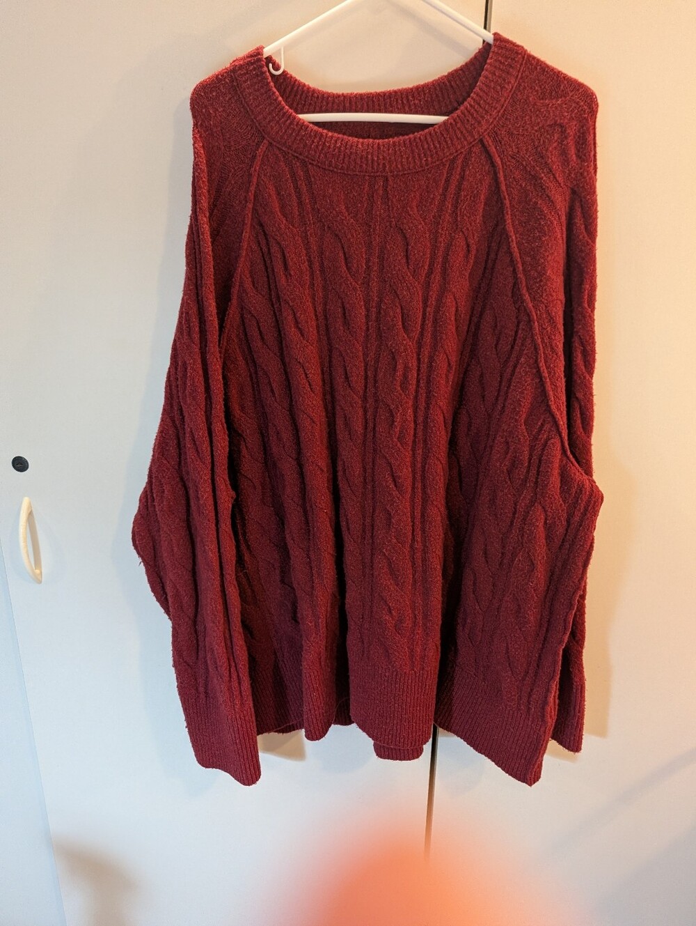 Aerie Cozy Cable Knit Women's XXL Sweater - Burgundy